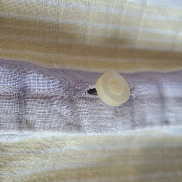 Tommy Bahama lavender and yellow stripe button down 100% linen XL SS - Picture 5 of 13